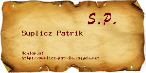 Suplicz Patrik névjegykártya
