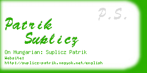 patrik suplicz business card